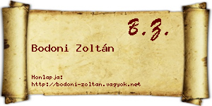 Bodoni Zoltán névjegykártya